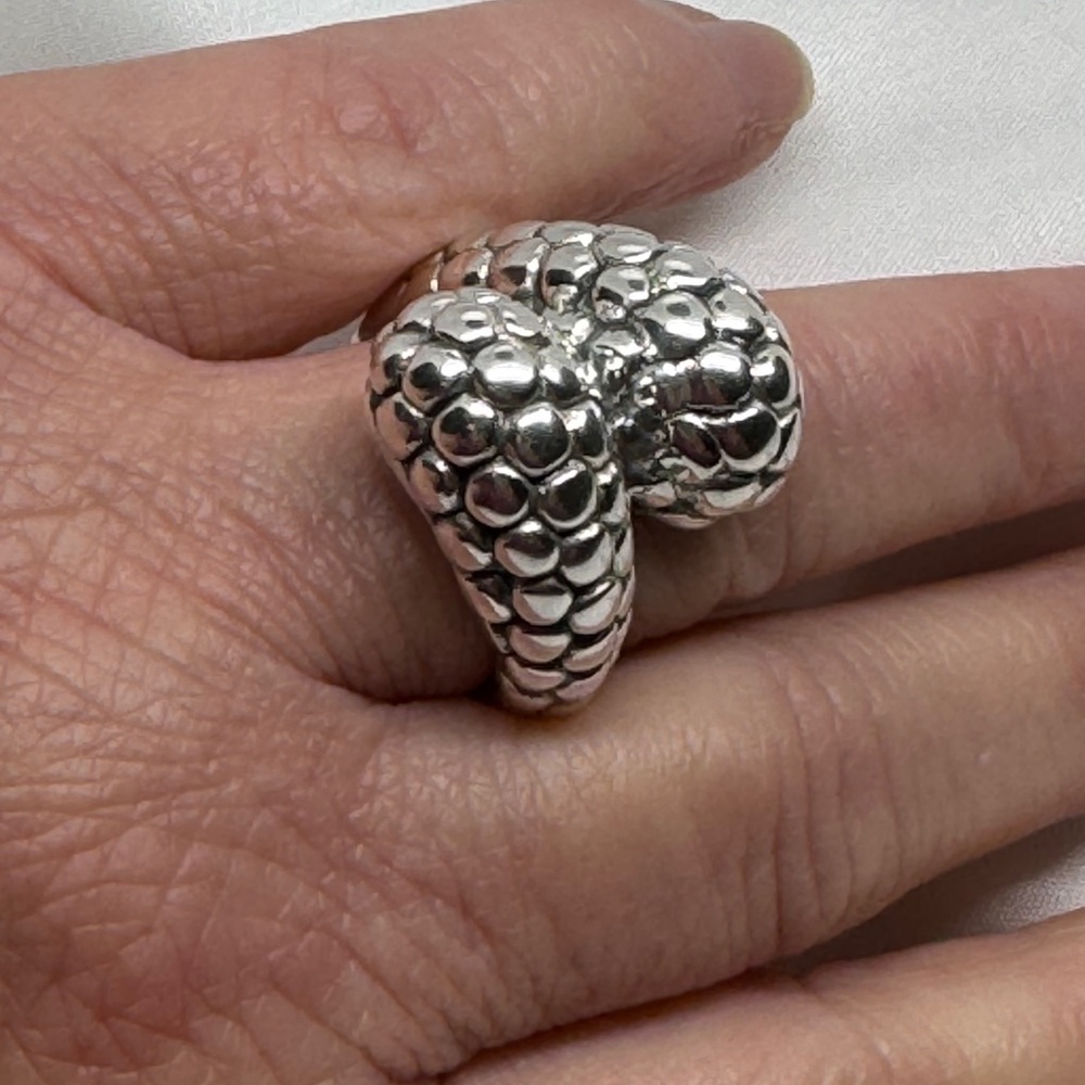 🌹Sterling Silver Snake skin tube bypass Ring - Picture 5 of 9